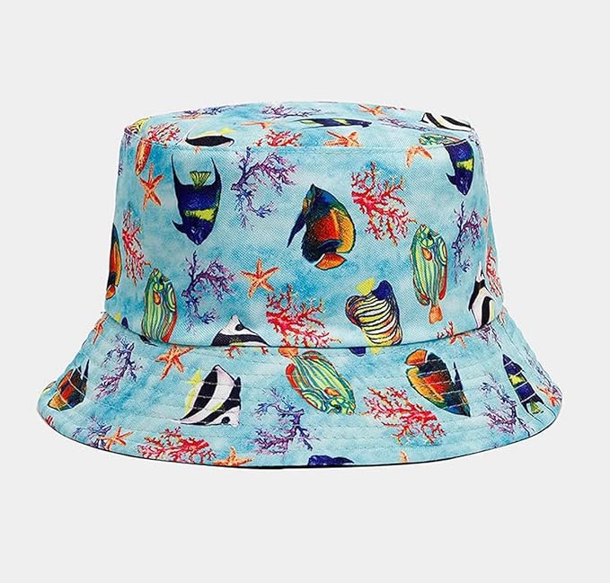 Quanhaigou Bucket Hat for Men Women,Packable Reversible Printed Sun Hats,Fisherman Outdoor Summer Travel Hiking Beach Caps