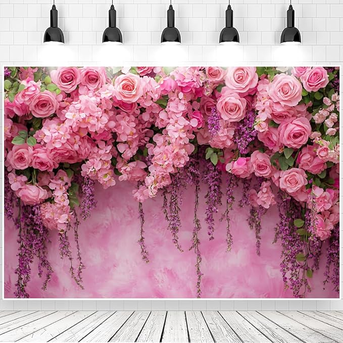 Pink Rose Flower Wall Backdrop for Birthday, Wedding, Bridal Shower, Valentine Day Party Decorations for Bridal Shower Party Decorations (6x4ft)