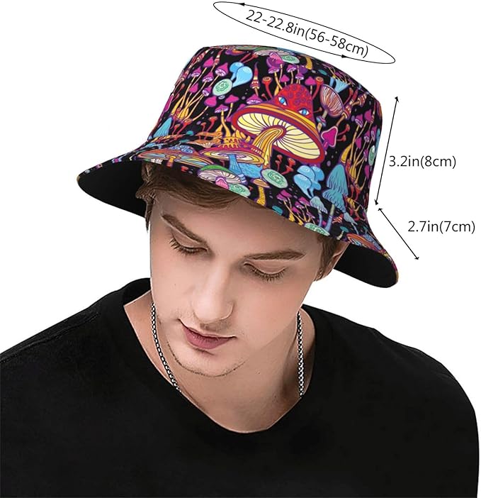 Mushrooms Skulls Cool Bucket Hat Beach Sun Hat Beach Fishing Hat for Men Women