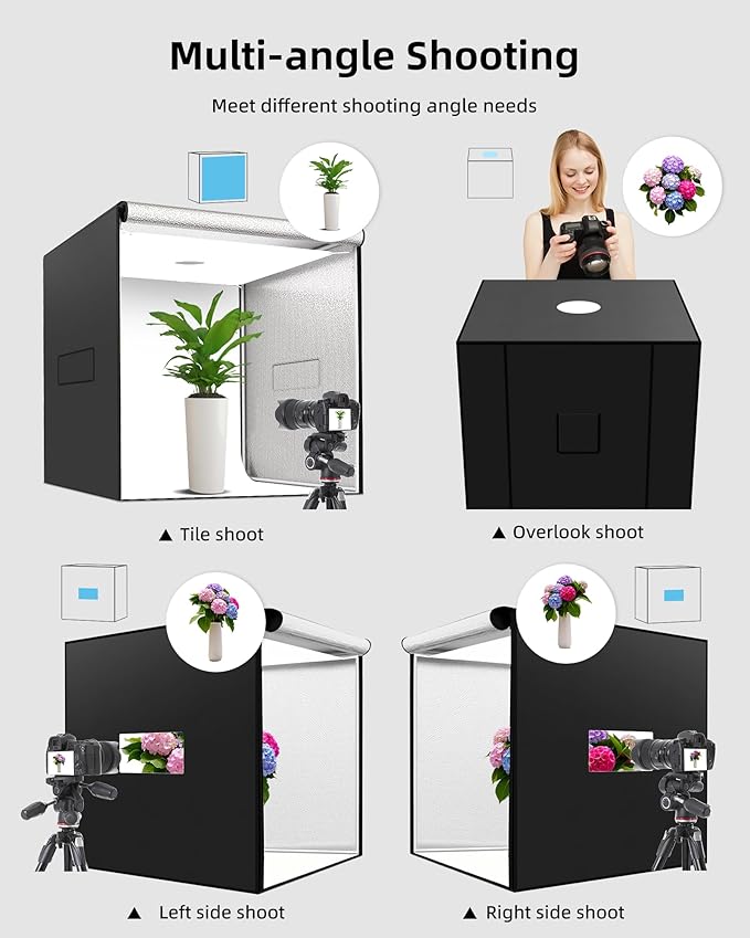 Glendan 32"x32" Light Box Photography, Large Photo Light Box with 3 Light Panels, 792 LED Beads, CRI >95, Professional Photo Booth Shooting Tent Kit with 4 Color Backdrops for Product Photography