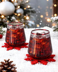 BESTSTAR 36 Pcs 12 oz Plastic Clear Red Rim Ribbed Wine Glasses, Origami Ripple Disposable Champagne Glasses Elegant Whiskey Glasses Ideal for Weddings, Bars, Christmas, Pool Party, Daily Use