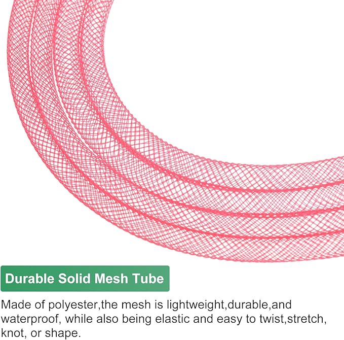 Mesh Tube Ribbon 25 Yards, 6mm Elastic Fabric Ribbons Mesh Tubing for Crafts/Gift Wrapping/Flower Bouquets/Wedding/Birthday/Holiday/Wreaths Christmas/Decoration[Persian Red]