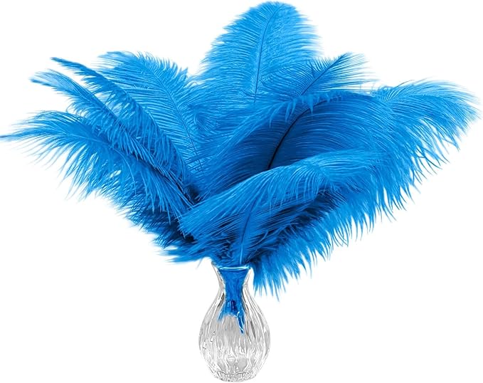 Piokio 20pcs Turquoise Ostrich Feathers 10-12 inch (25-30cm) Bulk Feathers for Home Decoration and DIY Clothing and DIY Clothes Decoration, Gatsby Decorations
