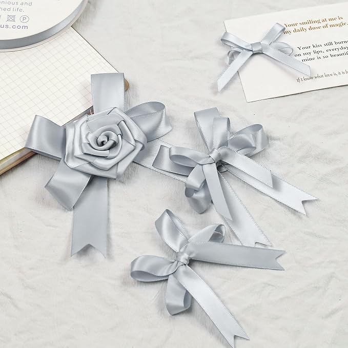 Silver Gray Satin Ribbon, Double Faced 5/8 Inch X 25 Yards Silver Gray Ribbon, Premium Satin Ribbon for Gift Wrapping, Crafts, Hair Bow Making, Sewing, Flower Bouquet, Wedding Party Decor
