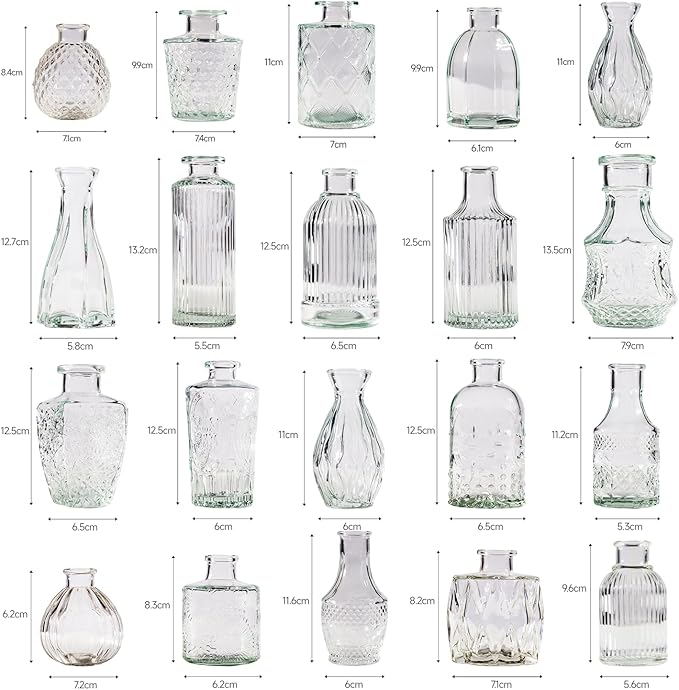 40 Pcs Bud Vase Set, Vases for Centerpieces, Cute Glass Bud Vases in Bulk, Small Vases for Flowers, Clear Vase Set for Wedding Decorations, Home Table Flower Décor