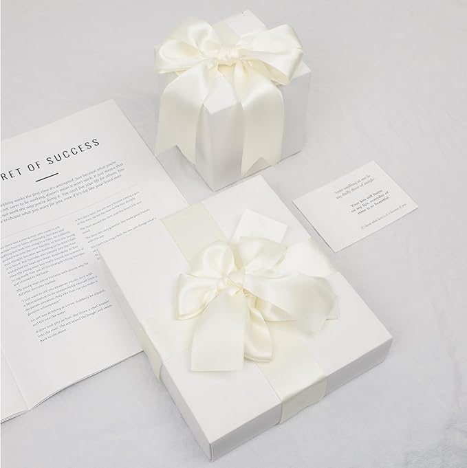Double Faced Cream Satin Ribbon, 1-1/2 Inch X 25 Yards Polyester Ribbon for Gift Package Wrapping, Crafts, Bow Making, Sewing, Flower Bouquet, Wedding Party Decor