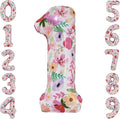 Flower Balloons 40 Inch Floral Number 1 Balloon for 1st Birthday Garden Party Decorations One Year Old Photo Props Foil Number 1