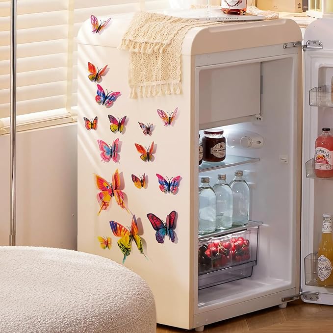 SAOROPEB 3D Butterfly Wall Decor, 72 Pcs Double Layer Butterfly Decorations for Party Decorations Locker Decor Refrigerator Decal, Reusable (Multicolor)