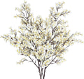CISDUEO 2 Pcs Artificial Cherry Blossom Flowers Bulk White Fake Fall Flowers Branches Silk Babys Breath Flower Fall Floral Stems for Vase Indoor Home Decor Wedding Party Table Centerpiece Christmas