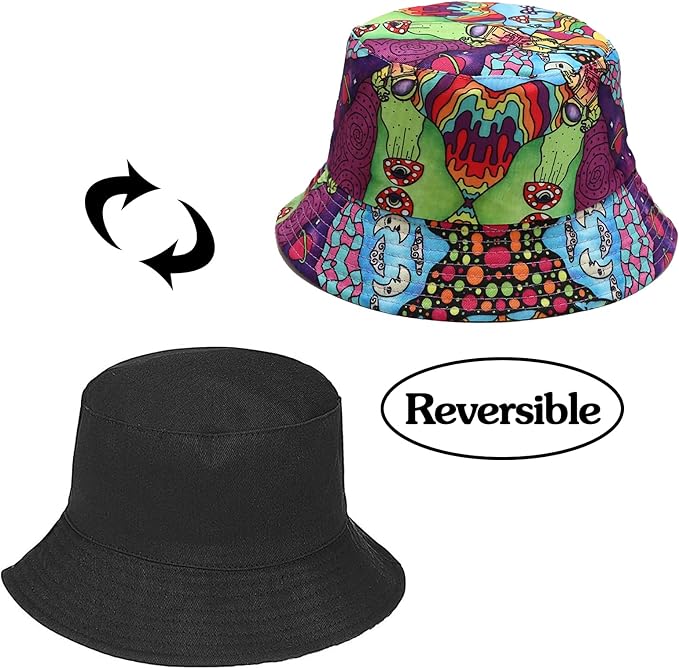 XYIYI Cute Bucket Hat Beach Fisherman Hats for Women, Reversible Double-Side-Wear