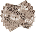Coffee Theme Linen Placemats Set of 4 Vintage Brown Coffee Cup Table Mats Heat Resistant Place Mats for Home Party Kitchen Dining Decoration 12x18 Inch