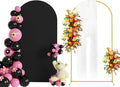 Putros 6.6ft Metal Arch Stand with Cover Black Spandex Fitted Wedding Arch Cover and Round Top Chiara Backdrop Stand Set for Birthday Party Baby Shower Decoration