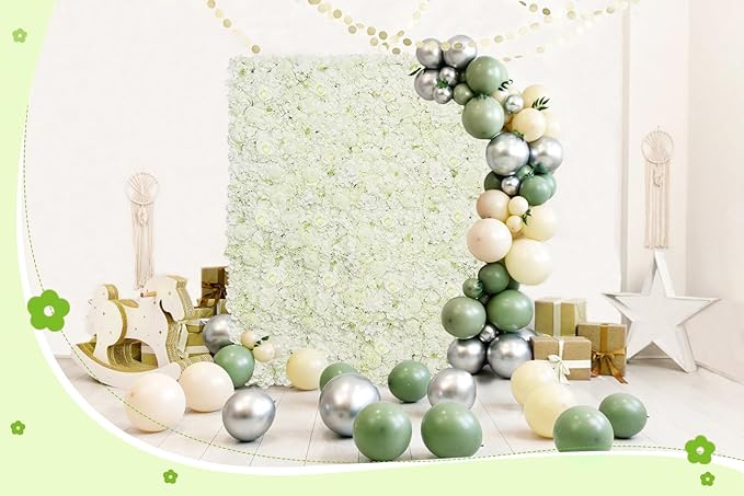 White Artificial Flower Wall Backdrop: 7.5ftx3.74ft Roses Wall Background Panels 3D Floral Wall Decor for Wedding Anniversary Party