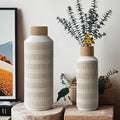 Rustic Ceramic Vase Set of 2 for Living Room Bedroom 15.75'' and 11.02'' Farmhouse Flower Bouquet Vases for Fake Plant Home Decor Office Fireplace Centerpieces Retro Vintage Modern Gift