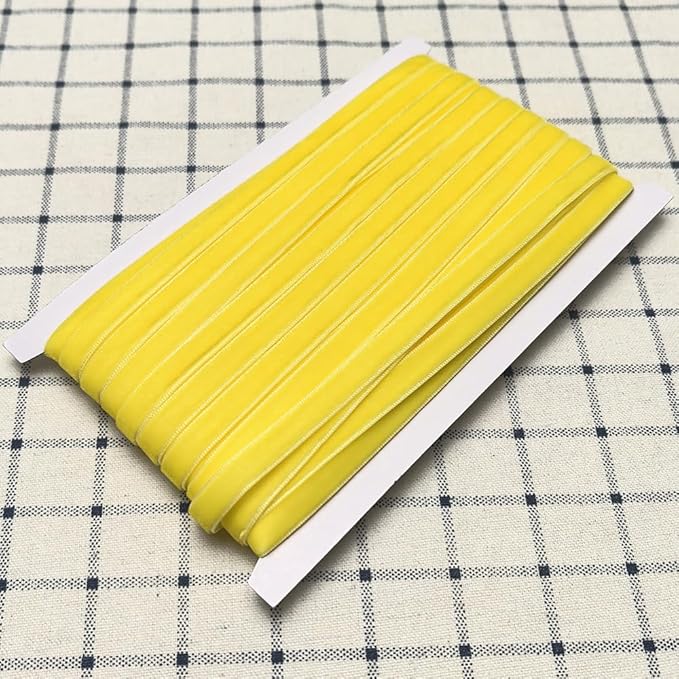 Chenkou Craft Yellow 25 Yards 3/8" Velvet Ribbon Lots Bulk (Yellow, 3/8"(10mm))