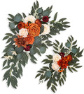 Orange Wedding Arch Flowers, Faux Flower Swag Set of 2, Orange White Floral Swag for Wedding Arch Welcome Signs, Reception Ceremony Signs Decor