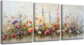 SERIMINO Nature Floral Botanical Wall Art Prints Aesthetic Farmhouse Decor, Misty Flowers Modern Home Decor Paintings, 3 Piece Canvas Wall Art for Living Room Bathroom Bedroom 12"X16"