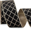 Ribbli Black Velvet Ribbon Wired with Glitter Diamond Grid 2-1/2 Inch Christmas Ribbon for Christmas Tree Decoration Big Bow Gift Wrapping Crafts Wreaths Garland Supplies - 10 Yards