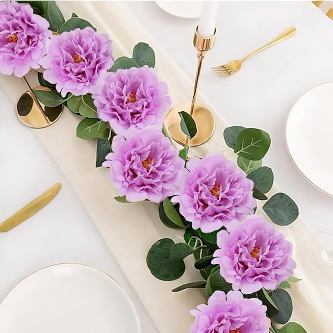 20pcs 5" Artificial Flower Peonies, Silk Peonies with 6" Stems, Flowers Suitable for Wedding Bouquets, Home Party Decoration (Light Purple)