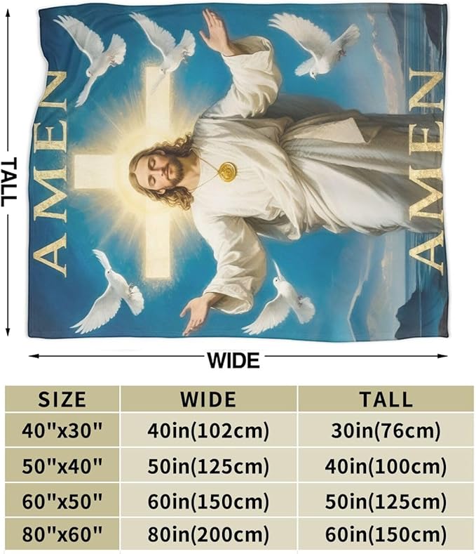 Jesus Blanket Christian Throw Blanket God Faith Religious Soft Cozy Fleece Fuzzy Stuffed Plush Flannel Gifts for Girls Women Boys Kids Adults 60"X80"