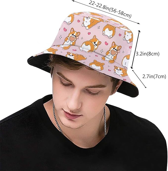 Bucket Hat for Women Men, Summer Print Hat Travel Packable Sun Cap Outdoor Hat for Women and Men