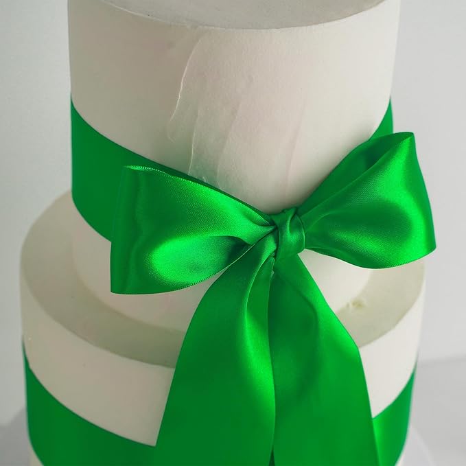 MEEDEE Satin Ribbon - 2 Inch Double Faced Satin in Emerald Green, 25 Yards for Christmas Tree, Crafts, Weddings, Flower Bouquets, Holiday Decor