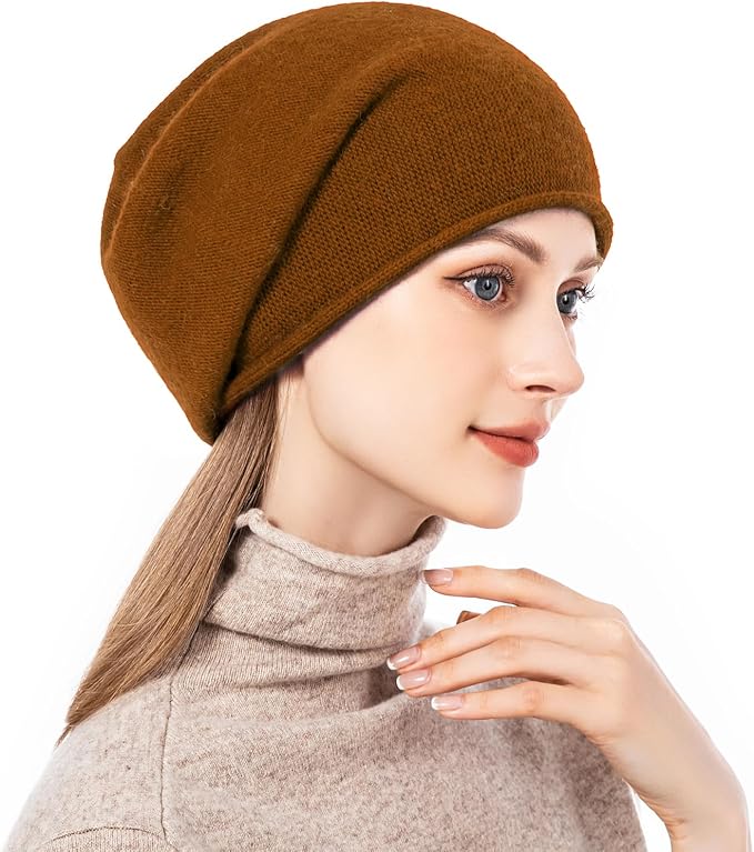 QUEENFUR Knit Slouchy Beanie Hats for Women Cashmere Ski Cap Knitted Wool Soft Warm Winter Hat