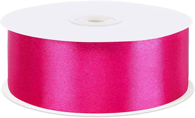 Hot Pink Ribbon 1-1/2 Inch 60 Yards Pink Christmas Decor Satin Ribbon for Flower Bouquet Gift Wrapping Bows Crafts Wedding Holiday Decorations