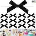 100 Pack 3" Black Satin Twist Tie Bows, Twist Bows for Treats, Ribbon Bows with Twist Ties Gift Wrap Bows, Pretied Bows Ties for Cake Pops, Baby Shower, Sweets Packaging, Party Favors Gifts