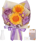 Preserved Sunflower Bouquet - Forever Flowers for Delivery, Purple Rose That Last 3 Years, Eternal flowers Bouquet for Her Mother Mom Wife Friends Birthday Sunflower Gifts for Women
