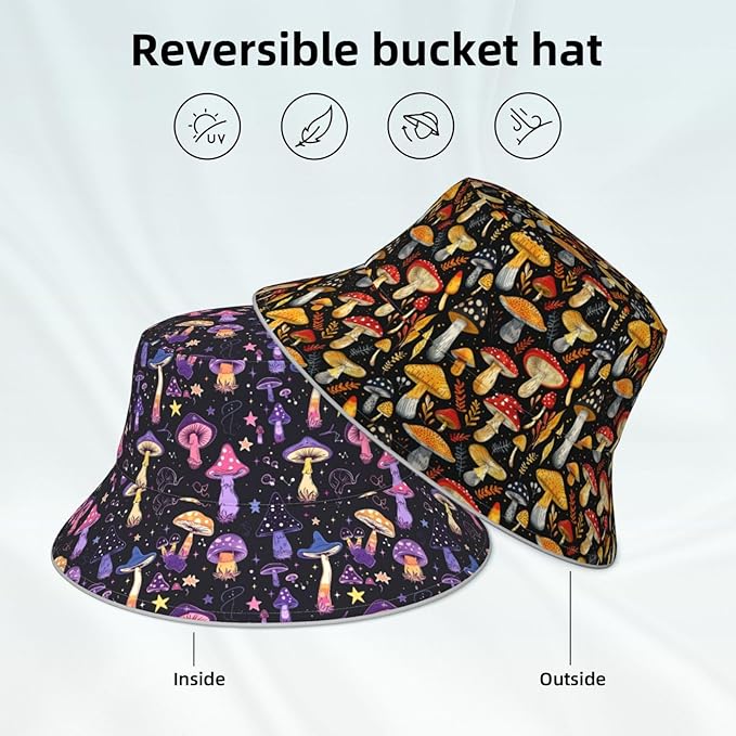 Bucket Hat Double-Side-Wear Reversible Sun Hat Beach Travel Hiking for Women Men