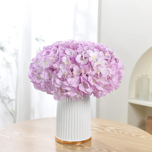10PCS Artificial Hydrangea Flowers, Fake Hydrangea Silk Flowers Heads with Stems for Wedding Home Party Shop Baby Shower Decoration-Pink