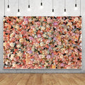 Leowefowa Floral Wall Photography Backdrop 5x3ft Colorful Rose Flower Romantic Wedding Background for Lover Spring Pink White Rose Petal Engagement Party Banner Decor Photo Supplies Prop