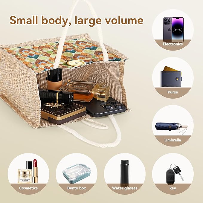 Women Tote Bag,2Pcs Jute Casual Tote's Handbag Embroidered Personalized Bento Bag,Reusable Grocery Bags Shopping Bags