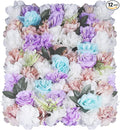 12PCS Flower Wall Panels, 3D Silk Floral Wall Backdrop, Realistic Purple Rose Flower Backplanes, Roll Up Fake Flower Background for Valentines Wedding Party Home Decoration