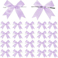 50 Counts Lilac Twist Tie Bows 3.1" Pre-Tied Satin Ribbon Bow Decor Mini Twist Tie Bows for Gift Wrapping Treat Bags Cake Bridal Baby Shower Birthday Party Favors Wedding Decorations