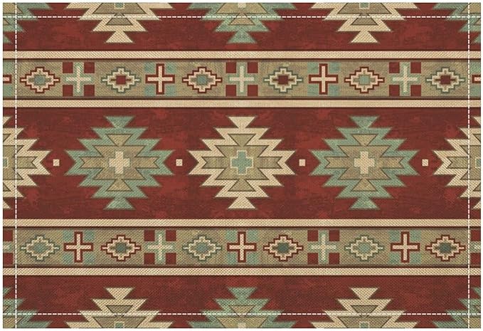 Retro Aztec Placemats Set of 4 Western Native American Tribal Art Printed Dining Table Mats for Restaurant Home Kitchen Holiday Decor 12x18in