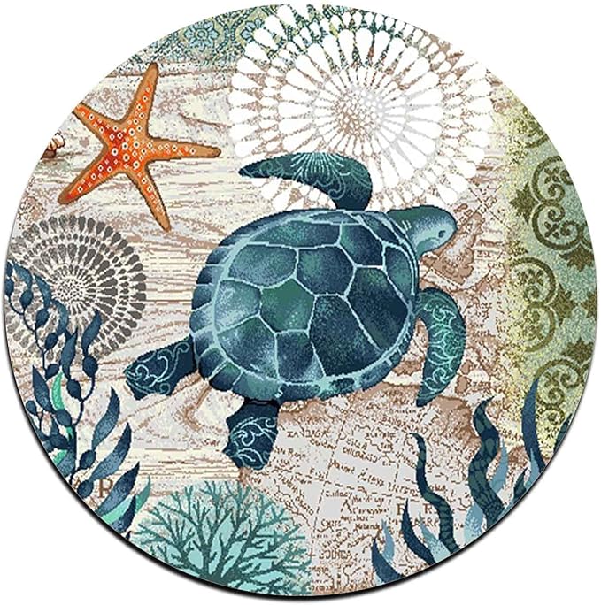 Marine Life Round Coaster Set - Made of Recycled Rubber - Set of 4