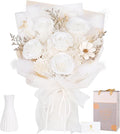 Preserved Bouquet of Flowers - 5 Roses & Flowers for Delivery, Real White Forever Flower, Eternal Roses Bouquet for Mothers, Mom, Wife Anniversary Birthday Gifts for Women