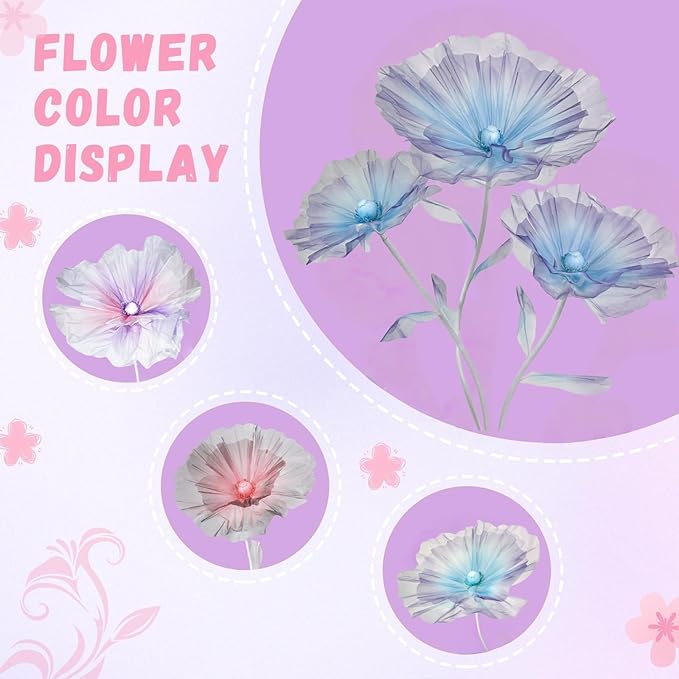 Giant Flowers for Decoration, 5.58 ft Artificial Silk Flower for Wedding Birthday Baby Shower Christmas Party Banquet Background Decor, Home Décor Backdrop Hotel Shop Display Props, Blue Purple
