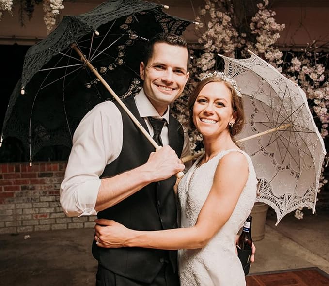 Lace Parasol Umbrella Vintage Wedding Bridal Lace Umbrella for Decoration Photo Tea Party 32 Inch Adult Size