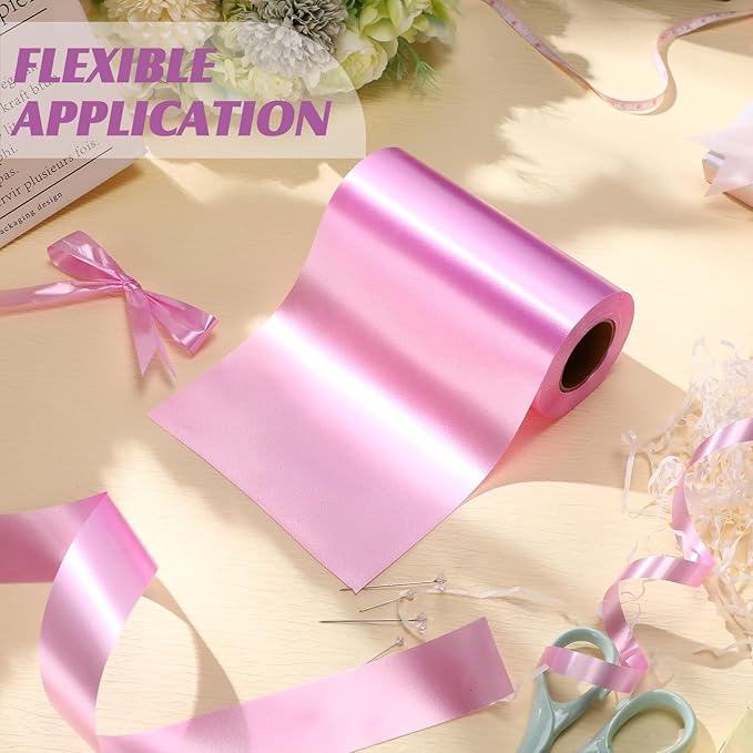 Syhood Outdoor Leaf Ribbon Floral Satin Ribbon for Crafts Aspidistra Waterproof Holiday Outdoor Decoration(6 Inch X 30 Yards,Purple)