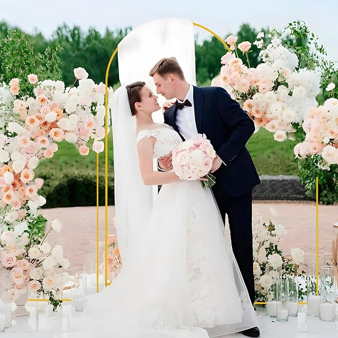 3pcs Arch Backdrop Stand - 4ft/5ft/6ft Gold Metal Flower Balloon Arch Frame Stand for Wedding, Birthday Party, Christmas, Baby Shower, Bridal Shower, Graduation Photography Decoration