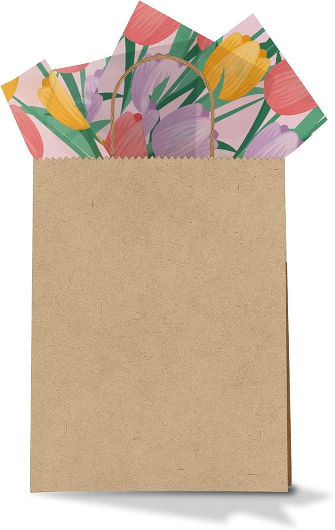 Pro Supply Global Tulips Printed Tissue Paper for Gift Bags or Boxes and Wrapping - Spring Floral Bulk Decorative Art Tissue Paper for Packaging and Gifting | 24 Sheets 20" x 30"