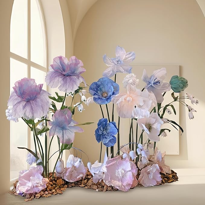 Giant Flowers Backdrop Decor, Jumbo Artificial Silk Flowers for Wedding Ceremony, Christmas Party Banquet, Birthday Home Decor Professional Event Photography Styling