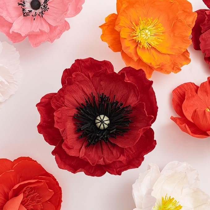16" 3D Paper Flower Decoration for Wall, Giant Large Handcrafted Paper Flowers for Wedding,Flower Backdrop,Baby Shower,Birthday Party,Archway Decor, Nursery Wall(Red/Pink/White, Set of 3)
