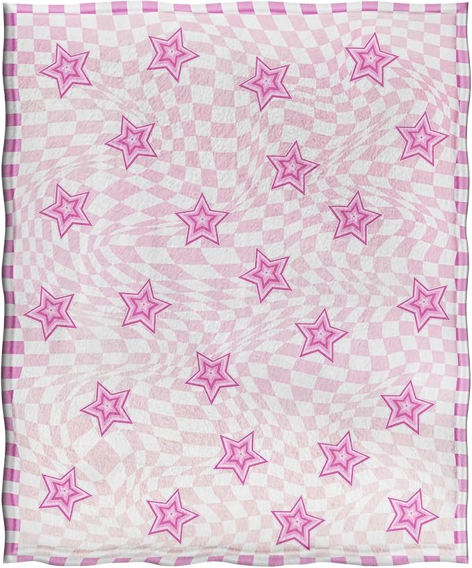 Jekeno Abstract Checkered Stars Throw Blanket Gifts for Women Girls Her, Birhtday Christmas Graduation Gifts for Her, Soft Microfiber Blankets Checkerboard Decor for Home Bed Couch