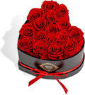 16 Preserved Roses in Heart-Shaped Box, Flowers for Delivery Prime Last up 2 Years, Real Forever Flowers for Wife, Girlfriend, Mother, Eternal Roses for Anniversary - Red