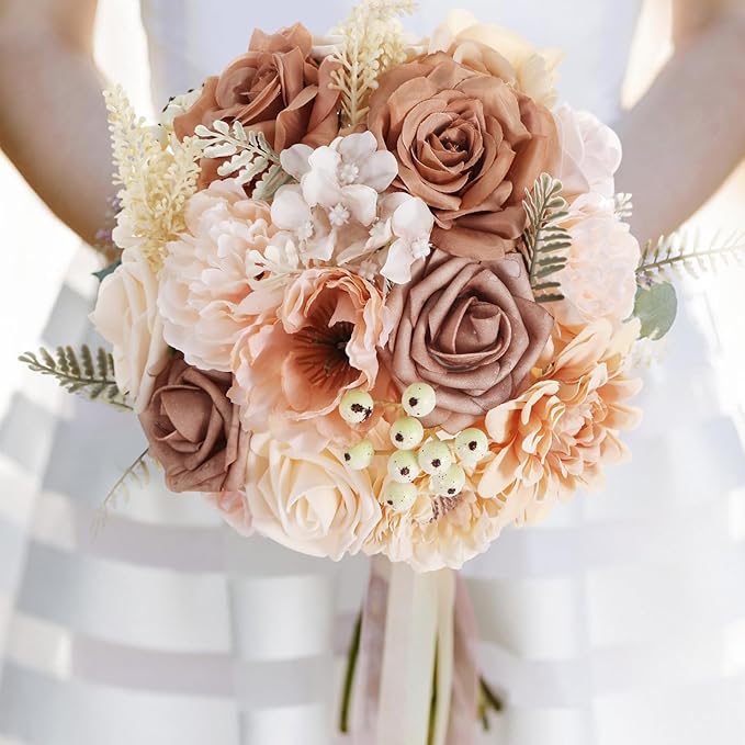 Artificial Flowers Combo Box Fake Rose for DIY Floral Arrangements Wedding Bouquets Centerpieces Baby Shower Party Home Decorations Nude Color