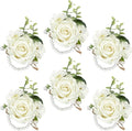Serwalin 6 PCS Ivory Rose Wrist Corsages for Wedding, Corsages for Prom Homecoming Party Corsage Hand Decor for Bride Bridesmaids, Mother of Bride and Groom